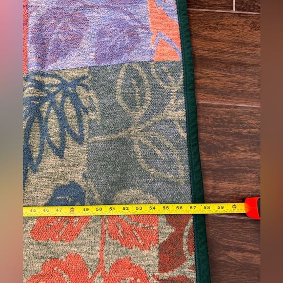 Rare 1990 Biederlack Cotton blend Reversible Blanket VTG Floral Leaves pattern - Picture 11 of 14